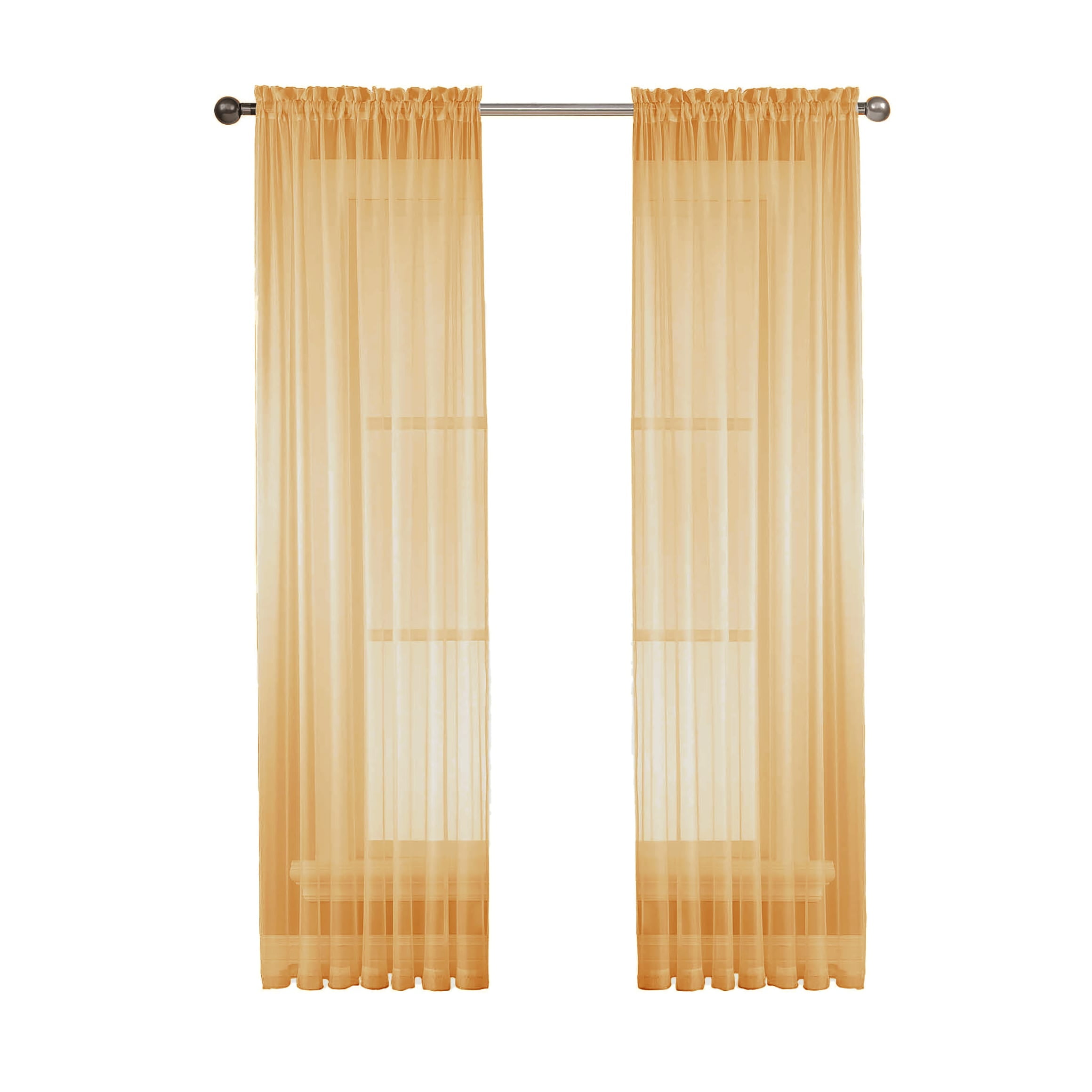 Diamond Sheer Voile Extra Wide 56" x 84" Rod Pocket Window Curtain Panel, Gold