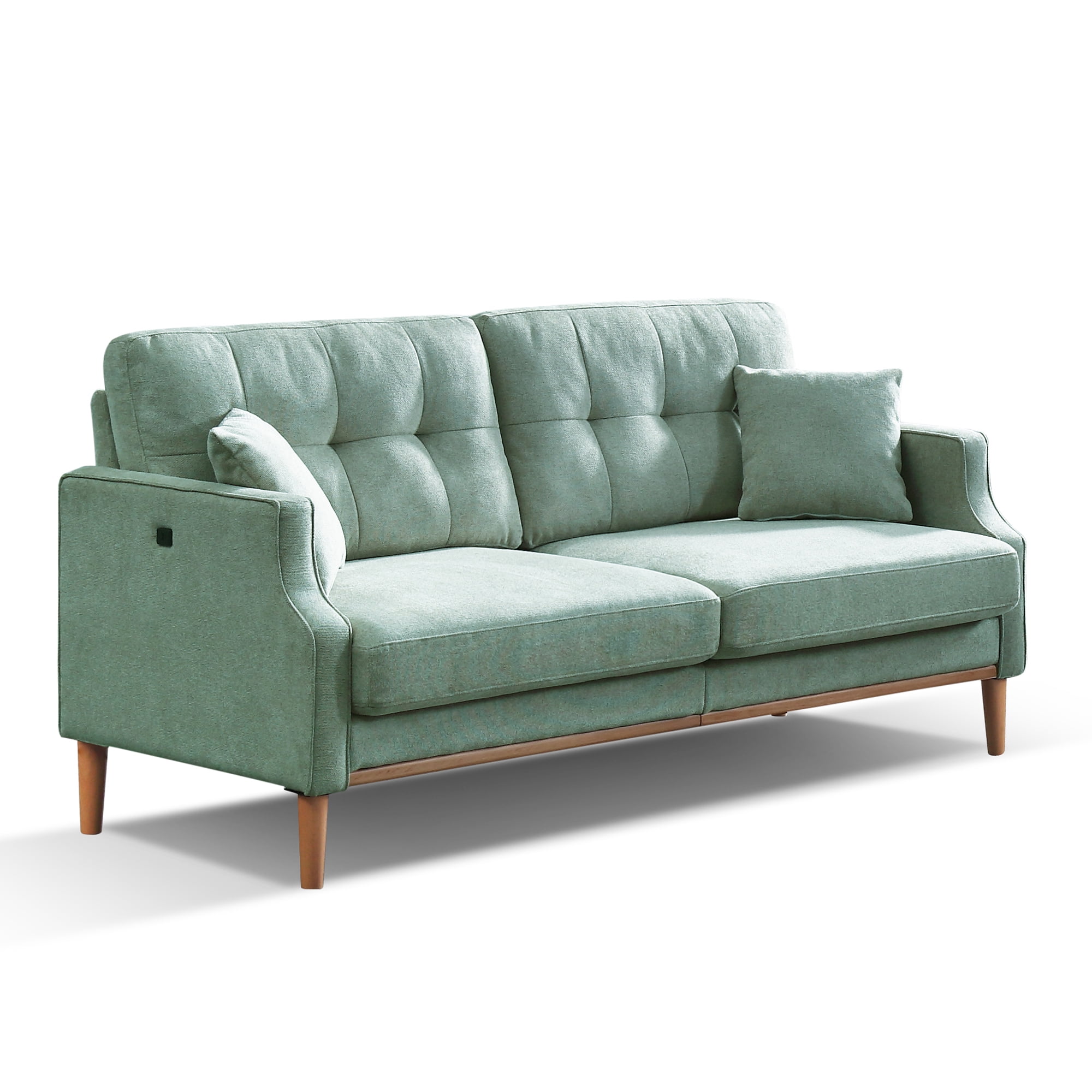 MAYEERTY 3-Seater Sofa Couch with USB Charging, Waterproof Upholstery and Dense Foam Support, Modern Blue Design