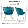 thumbnail image 2 of Mid Century Modern Vanity Velvet Chair for Living Room, Fabric Upholstered Arm Chair Guest Chair with Golden Metal Legs, Set of 2, Small, Teal Green, 2 of 5