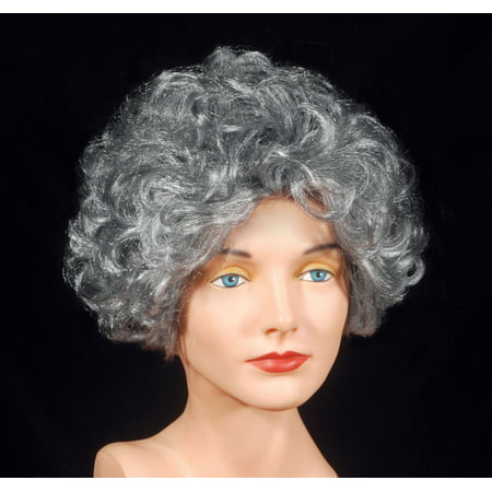 Loftus Curly Short Grandma Old Lady Costume Wig, Gray, One Size