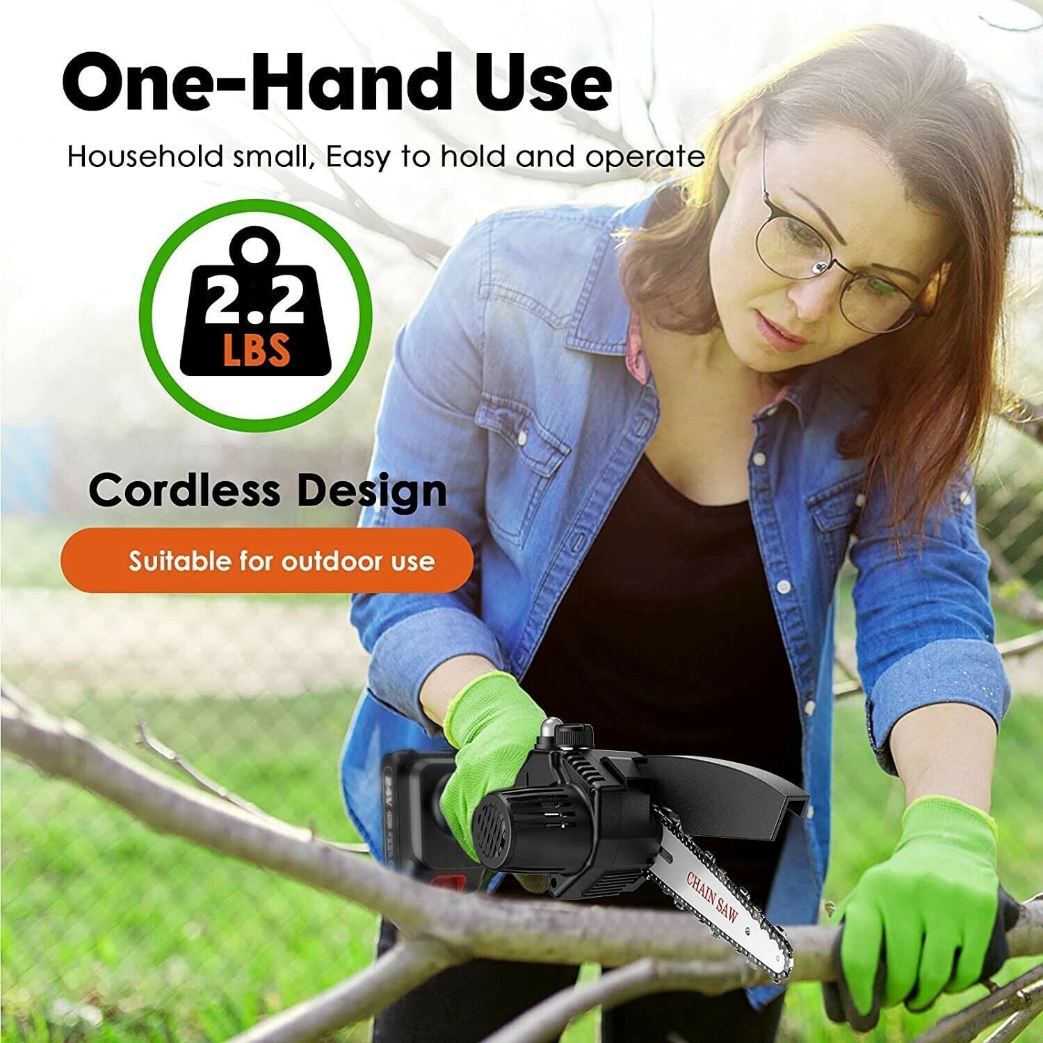 Mini Chainsaw Cordless 4 Inch 6 Inch with 2Pcs 21V Battery, Small Handheld Portable Saws Garden Tool for Wood Cutting Tree Branches Trimming