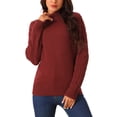thumbnail image 1 of Suéter casual de manga larga de cuello alto INSPIRE CHIC para mujer, suéter grueso y cálido, talla XL, color rojo vino, 1 of 5