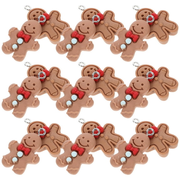 ULTNICE 20Pcs DIY Accessories Gingerbread Man Shape Charms Resin For Christmas