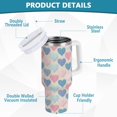 thumbnail image 4 of 30 oz Tumbler With Handle Stainless Steel Insulated Tumbler With Lid for Car Cup Holder Gingham Heart-shaped Pattern, 4 of 9