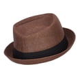 thumbnail image 3 of Big Size Solid Upbrim Pork Pie Fedora - Brown 2XL-3XL, 3 of 5