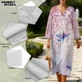 thumbnail image 5 of DISNIMO Dragonfly Flower Print Women's Casual Maxi Dresses Loose V Neck Dress Vacation 3/4 Sleeve Midi Dress Fashion Linen-Like Dresses, XL, 5 of 6