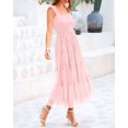 thumbnail image 2 of Vestido BTFBM para mujer de verano 2025, sin mangas, cuello cuadrado, midi, 2 of 6