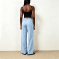 thumbnail image 4 of Sewkxo Womens Linen Palazzo Pants Drawstring Elastic Waist Casual Wide Leg Trousers with Pockets,Light Blue S, 4 of 5