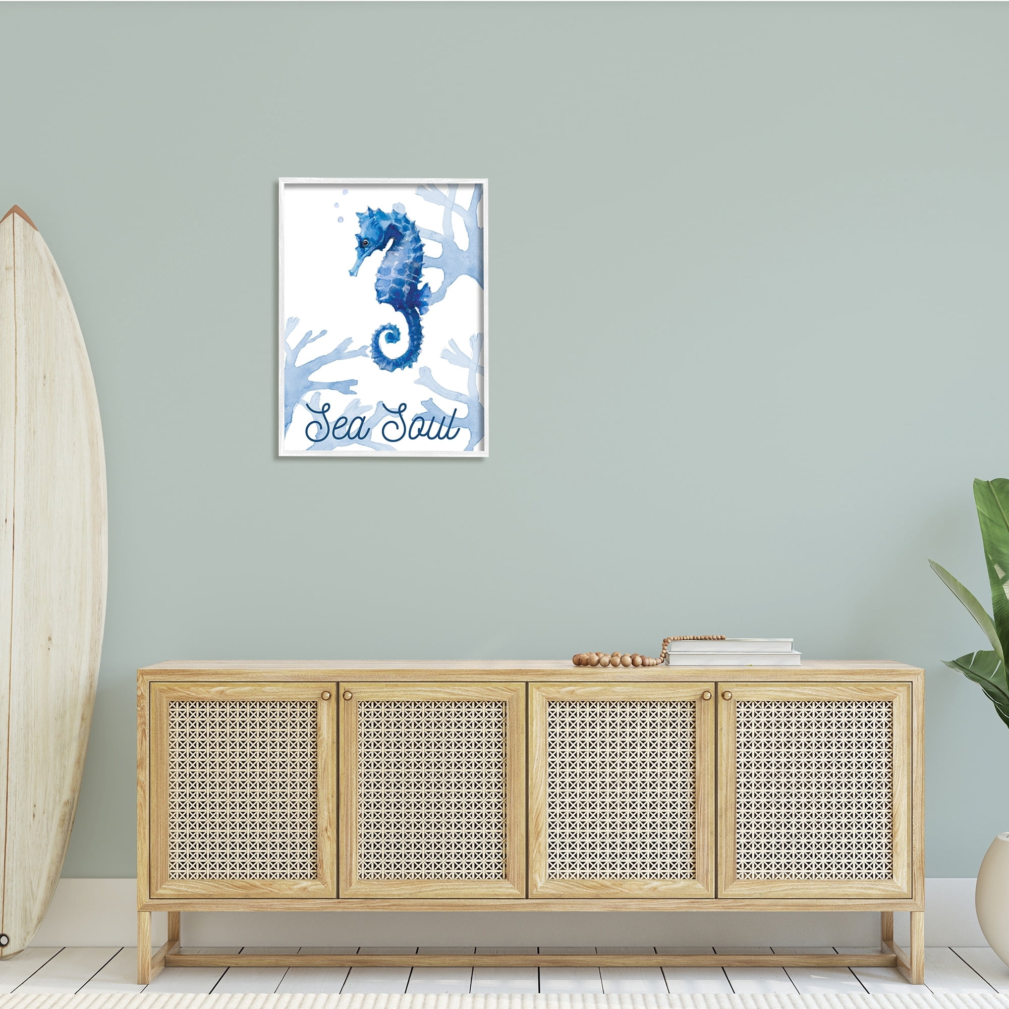Stupell Industries Sea Soul Sentiment Tranquil Blue Seahorse Ocean Coral, 24 x 30, Design by Lanie Loreth
