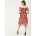 thumbnail image 2 of Moomaya Printed Off-Shoulder Poly Georgette Midi Dress Cinched Long Dress, 2 of 8