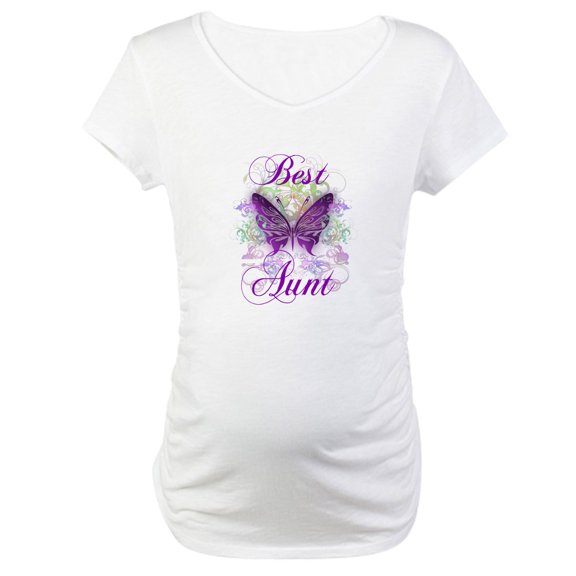 CafePress - Best Aunt Maternity T Shirt - Cotton Maternity T-shirt, Cute & Funny Pregnancy Tee