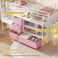 thumbnail image 6 of Low Loft Bed with Desk and LED Lights, Twin Size Loft Bed Frame with 6 Storage Drawers, Bookshelf and Under-Bed Play Space, Twin Bed Frame with Safety Guardrail&Ladder for Bedroom, White, 6 of 10