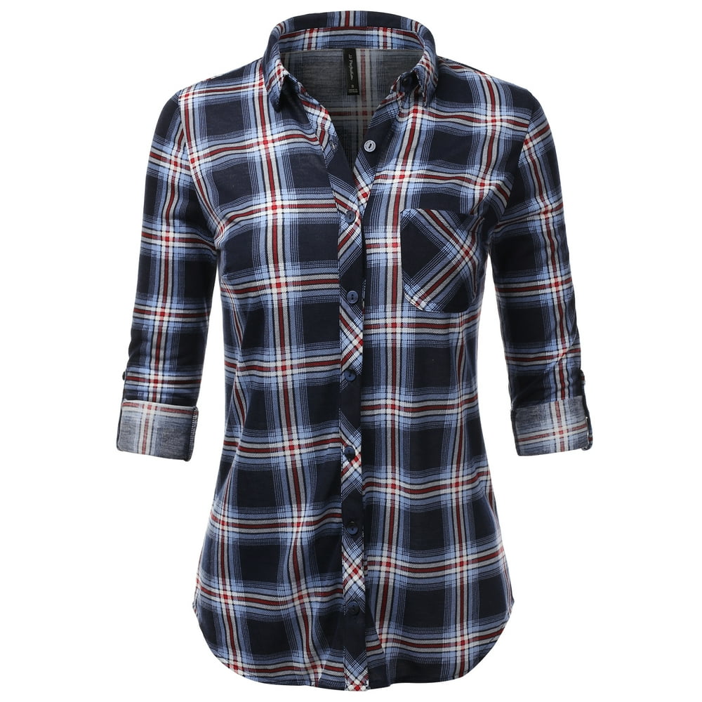 JJ Perfection - JJ Perfection Womens Long Sleeve Collared Button Down ...