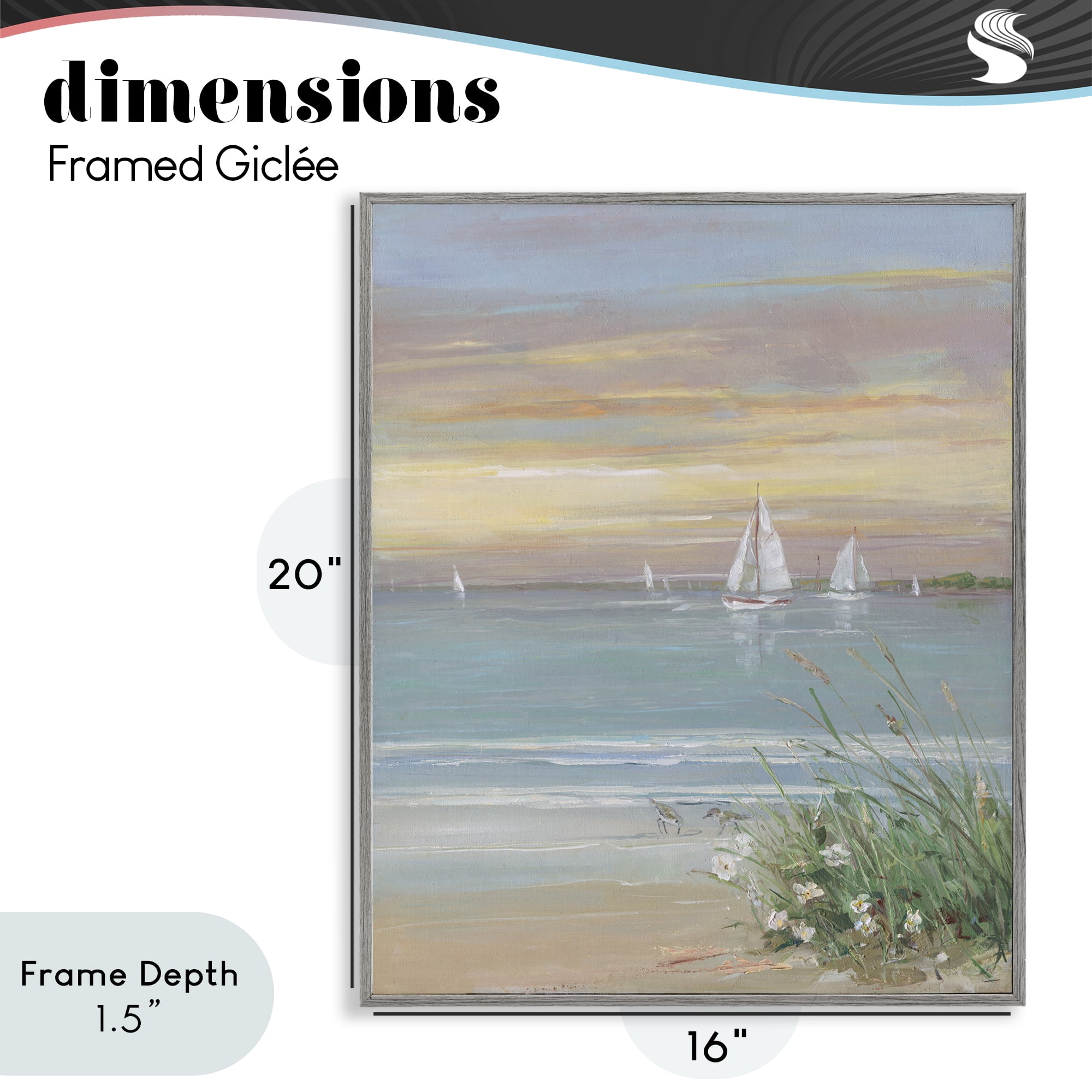 Stupell Industries Sailboats Beyond Sandy Shore Gray Framed Giclee Art, design by Sally Swatland