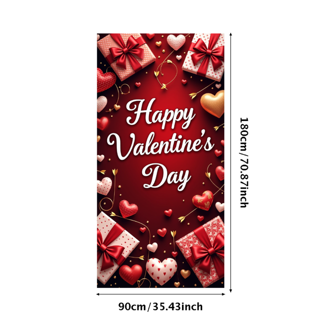 Valentines Day Backdrop Romantic Hearts Festive Banner for Wedding Event Party Celebration Photography Props Background Decor