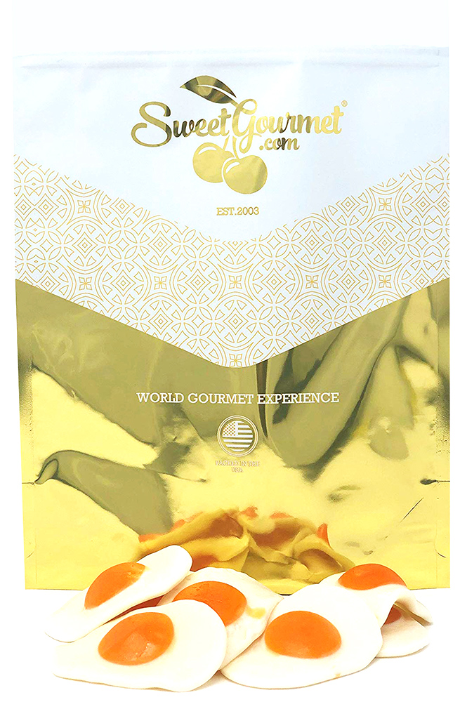 SweetGourmet Gummi Giant Fried Eggs Candy Peach Flavor Vidal Bulk