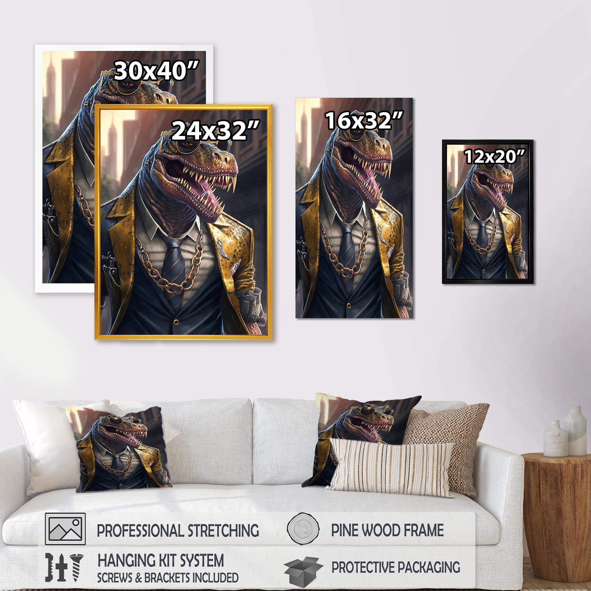 Designart Gangster Reptile II Canvas Wall Art