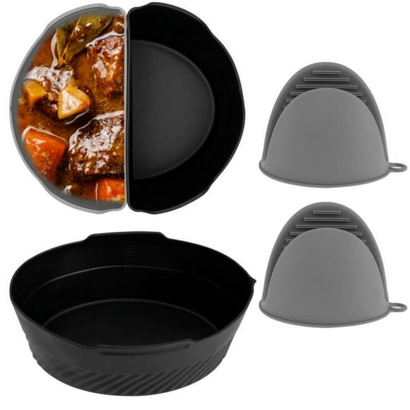 Qenwkxz Silicone Slow Cooker Liner Temperature Resistant Slow Cooker Insert with Divider Liner and Hand Clip Reusable Crock Pot Liners Dishwasher Safe Silicone Cooking Liner for Home Kitchen Cooking