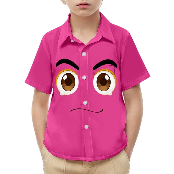 Blusa y camisa de manga corta con cuello vuelto para niños y niñas, moda, estampado bonito con bolsillo, camisa informal de manga corta para niño.
