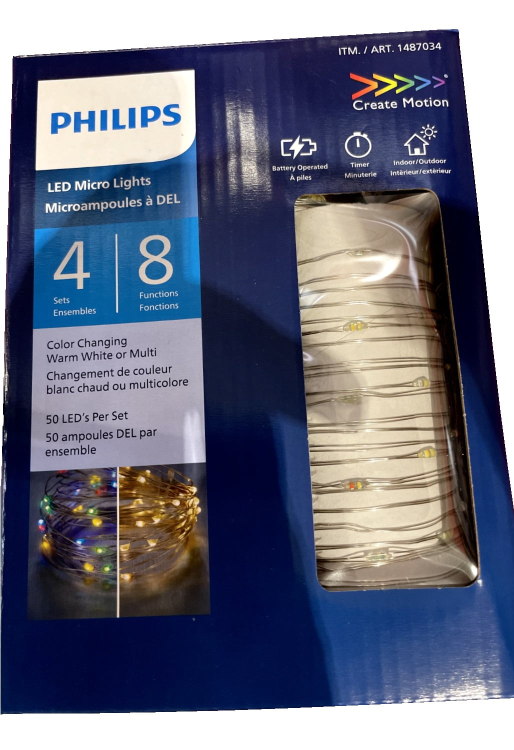 Philips LED Micro Lights Color Changing White or Multi, 50 Lights/Set