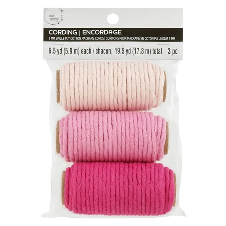 UPC: 0195158477870 | 3mm Pink Cotton Macramé Cords by Bead Landing™