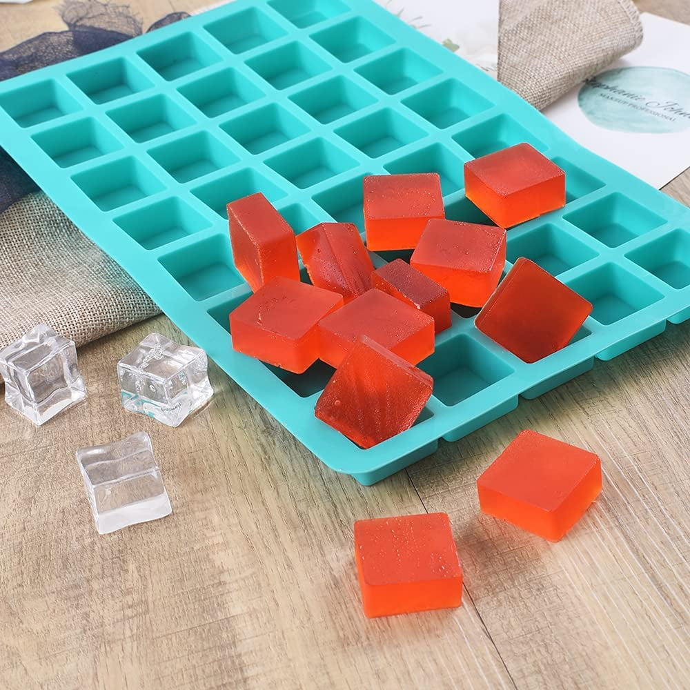 40 Cavities Square Silicone Mold, for Making Chocolate Candy, Ice Cube Tray, Truffles Pralines, 3 Packs and 2 Droppers