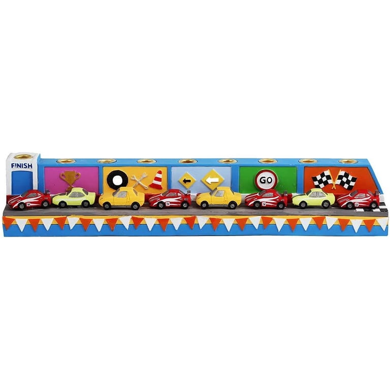 Racing Cars Menorah Racetrack Candle Holder for Kids photo 3