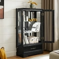thumbnail image 4 of Miekor Furniture Lighted Glass Curio Cabinet with Adjustable Shelves - Elegant 2-Door Display Cabinet & Built-in Drawer, Includes Bulb - BLACK MK5678, 4 of 12