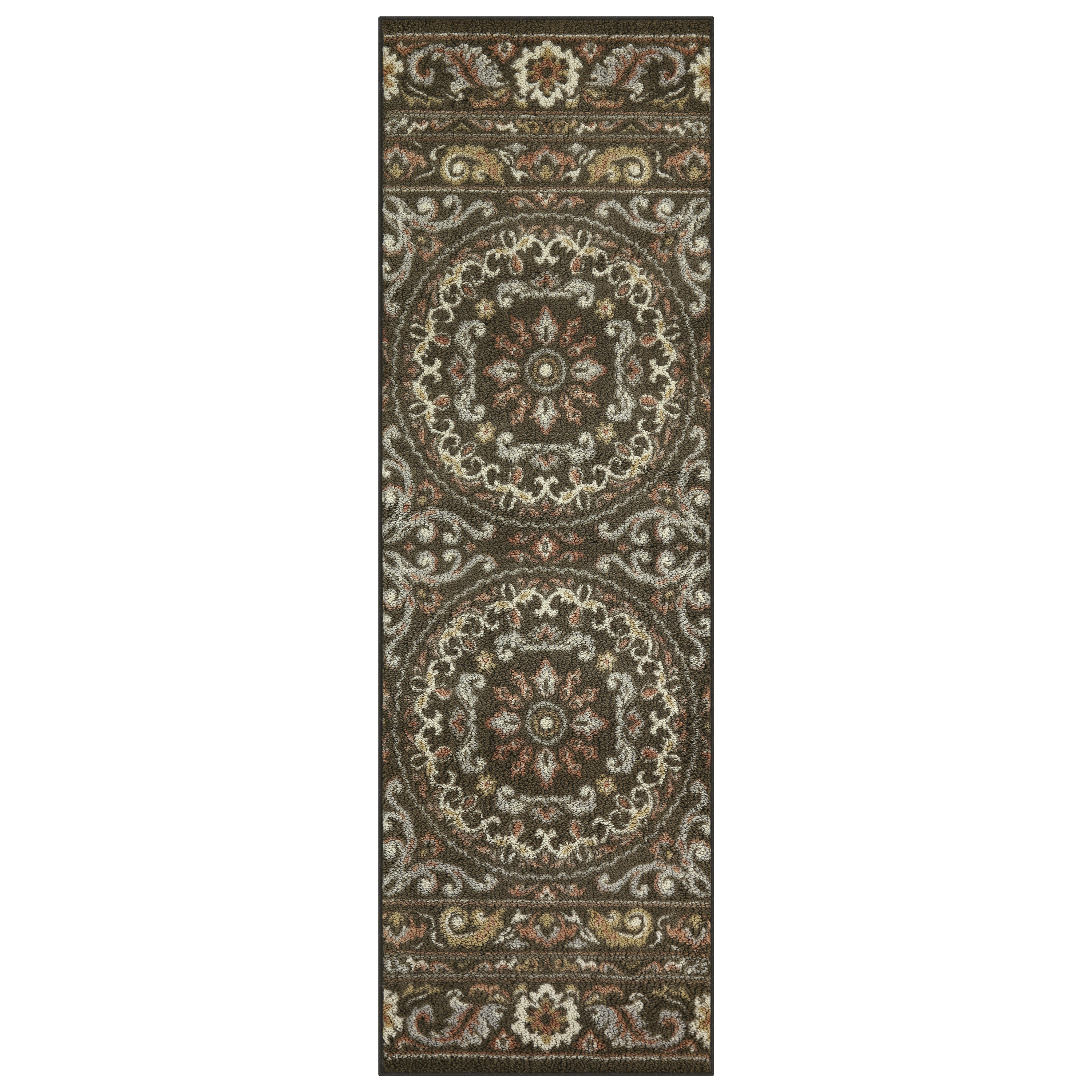 Mainstays Medallion Blush Nylon Loop Pile Print Area Rug or Runner