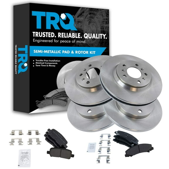 TRQ Front and Rear Brake Pad & Rotor Kit Brake Pads Brake Rotor Semi-Metallic Fits Select 2011-2013 Chevrolet Impala 2014-2016 Impala Limited