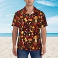 thumbnail image 2 of Xecao Warm Plants and Mushrooms Print Hawaiian shirt - A Stylish Short-Sleeve Button-Down for Men, Perfect for Casual Beach and Tropical Outings.,Large, 2 of 7