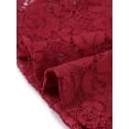 thumbnail image 5 of DARING DIVA Lace Cutout Front Long Sleeve Sheer Blouse S Burgundy, 5 of 6