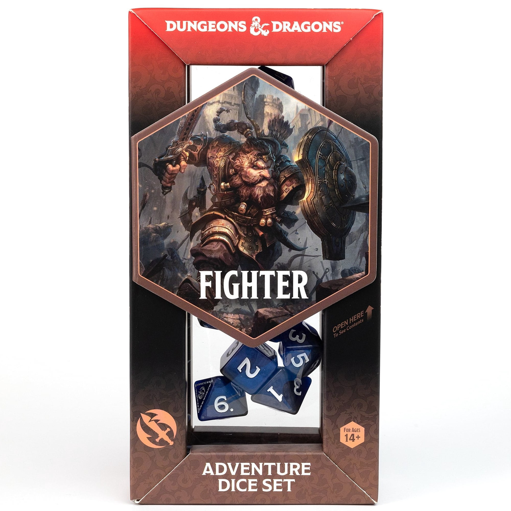 Dungeons & Dragons: D&D Adventure Dice: Fighter - Blue - 17pc RPG Die Set, Class Symbols, Roleplaying Game Accessory, Sirius Dice, Officially Licensed