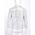 thumbnail image 6 of iiniim Kids Boys Shiny Sequins Blazer with Fedora Hat Wedding Party Formal Tuxedo Suit 6-16 Silver 10, 6 of 7