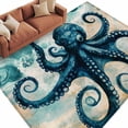 thumbnail image 2 of 6'x9' Area Rugs, Teal Blue Octopus Indoor Outdoor Area Rug for Living Room Bedroom, Summer Coastal Beach Wave Washable Bathroom Rugs Kitchen Floor Carpet Mats Home Decor Aesthetic, 2 of 8