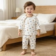 thumbnail image 2 of TOWED22 Toddler Boy Outfit Long Sleeve Print Sweatshirts and Pants Set 2Pcs Infant Baby Spring Fall Winter Clothes Sets Size:6-12 M,Color:Brown, 2 of 7