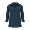 thumbnail image 5 of TYGHBN Casual Loose Solid Color V Neck 3/4 Sleeve Shirt for Women Medium T Shirts Women Athletic Tops for Women Short Sleeve Womens Oversized Tee Shirts T Shirts Short Sleeve under 10 Womens Striped, 5 of 6