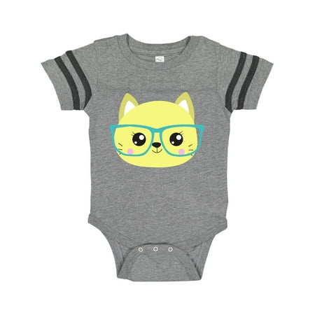 

Inktastic Hipster Cat Cat With Glasses Yellow Cat Gift Baby Boy or Baby Girl Bodysuit