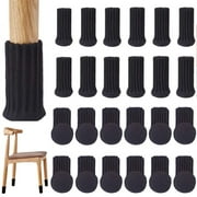 24pcs Chair Socks Furniture Socks Non-Slip Elastic Chair Leg Feet Socks Covers, Knitted Furniture Pads for Furniture Feet Girth from 3" to 5"-Brown
