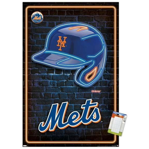 MLB New York Mets - Neon Helmet 23 Wall Poster, 14.725" x 22.375"