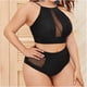 thumbnail image 2 of Bikini de traje de baño dividido de cintura alta con malla con aros para mujer cómodo con almohadilla en el pecho OAVQHLG3B Store  lin121212, 2 of 4