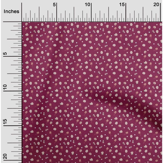 oneOone Cotton Cambric Fabric Dot|Leaves & Flower Jar Floral Printed Craft Fabric BTY 56 Inch Wide