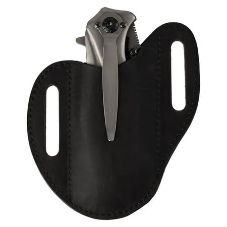 Leather EDC Belt Sheath Holster Cowhide Multi Tool Holder with Belt Loop Tactical Folding Knife Pouch Outdoor Gear Organizer for Everyday Carry Tools