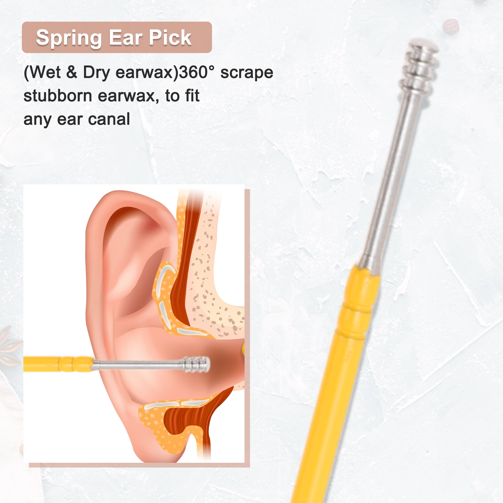 Unique Bargains Ears Wax Removal Kit Tool 10 Pcs Yellow