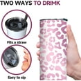 thumbnail image 3 of Pink leopard tumbler Skinny Tumblers,Vacuum Insulated Tumbler With Straw, 20 Oz Travel Tumbler,Birthday Gift for Women,Mom,Bridesmaid,Sister Co-worker,Boss and Friends, 3 of 6
