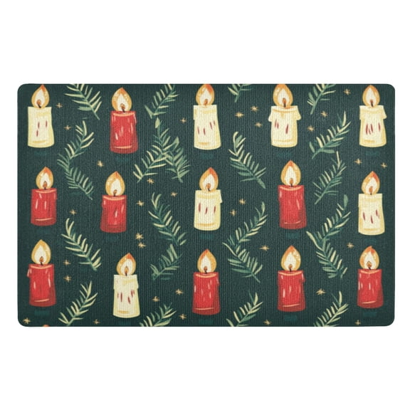 Door Mat 32x20 Inches Outdoor Doormats Bath Rugs Doormat Front Door Carpet Dust Cushion Porch Mat Living Room Mat Balcony Mat Kitchen Mat Christmas Candle Design