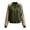 Army Green, variant on Xijirk Women Polka Dot Raglan Sleeve Bomber Jacket Zip Up Ribbed Trim Outerwear for Spring Fall Casual Street Wear