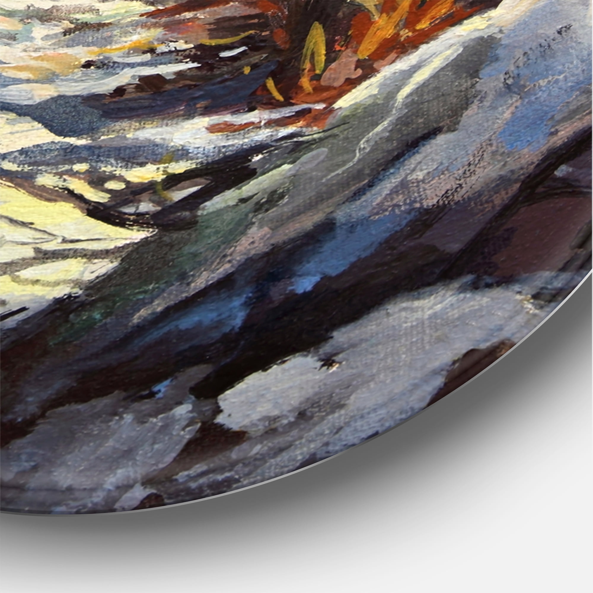 Designart 'Marble Path In Autumn Mountain' Traditional Circle Metal Wall Art 23x23 - Disc of 23