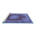 thumbnail image 2 of Ahgly Company Machine Washable Indoor Round Medallion Blue Traditional Area Rugs, 6' Round, 2 of 4