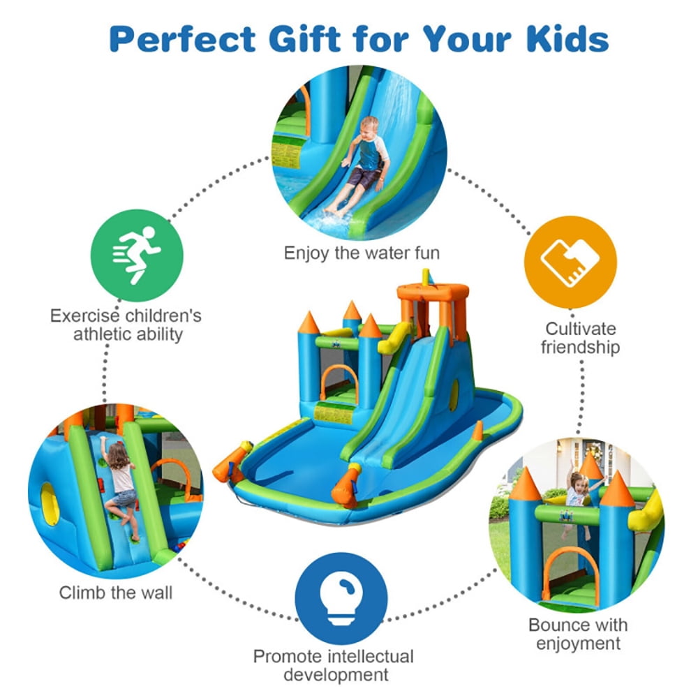 Aimee Lii Inflatable Water Slide Kids Bounce House Splash Water Pool with 735W Blower, Kids Bounce House Water Slide